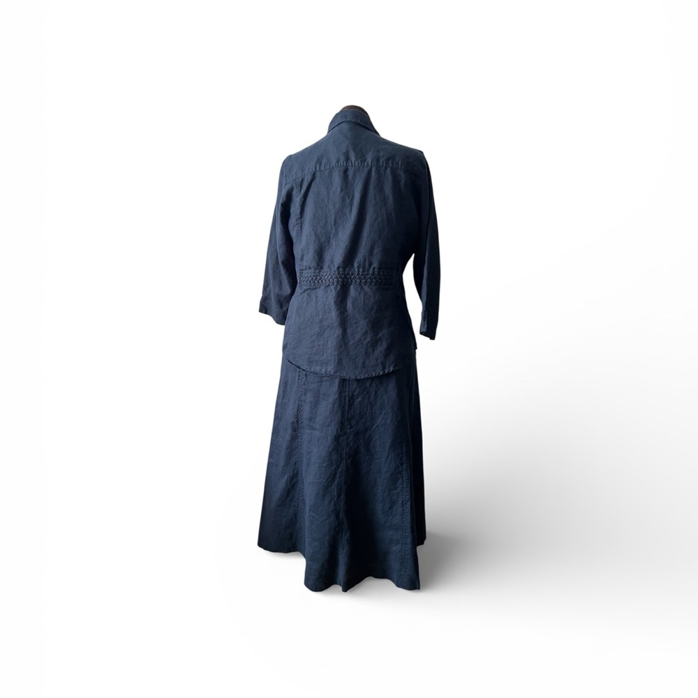 Vintage Navy Blue | 2 Piece Skirt Suit | Midi Length | Classic Minimalist - Picture 2 of 12